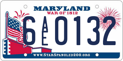 MD license plate 6AE0132