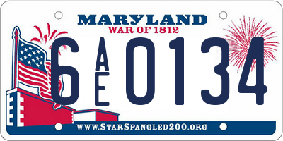 MD license plate 6AE0134