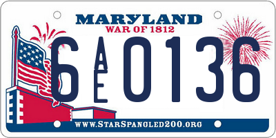MD license plate 6AE0136