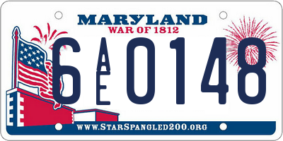 MD license plate 6AE0148