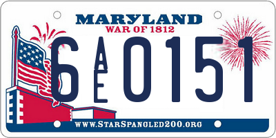 MD license plate 6AE0151