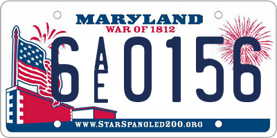 MD license plate 6AE0156