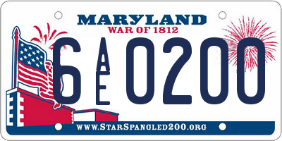 MD license plate 6AE0200