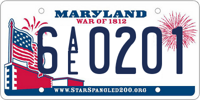 MD license plate 6AE0201