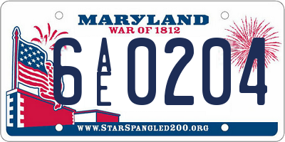 MD license plate 6AE0204
