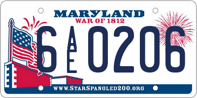 MD license plate 6AE0206