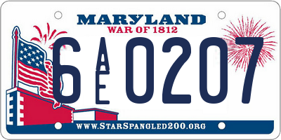 MD license plate 6AE0207