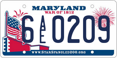 MD license plate 6AE0209