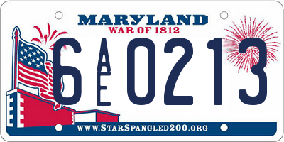 MD license plate 6AE0213