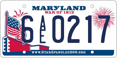 MD license plate 6AE0217