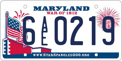MD license plate 6AE0219