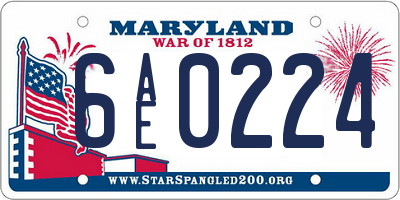 MD license plate 6AE0224