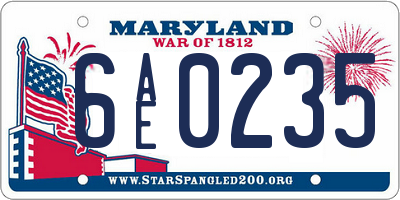 MD license plate 6AE0235