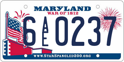 MD license plate 6AE0237