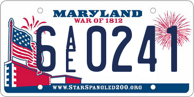 MD license plate 6AE0241
