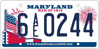 MD license plate 6AE0244