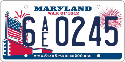 MD license plate 6AE0245