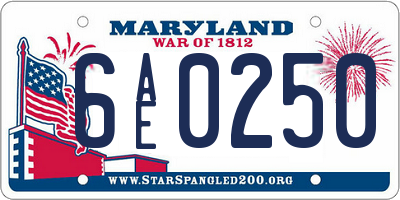 MD license plate 6AE0250