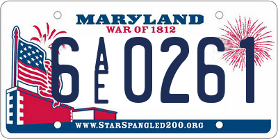 MD license plate 6AE0261