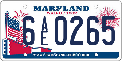 MD license plate 6AE0265