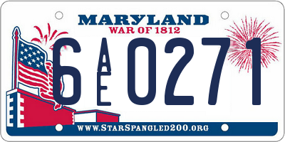 MD license plate 6AE0271