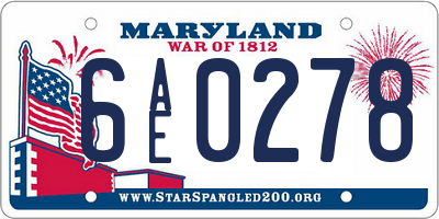 MD license plate 6AE0278