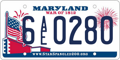 MD license plate 6AE0280