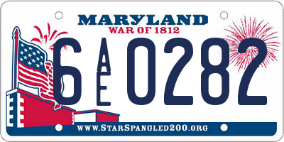 MD license plate 6AE0282