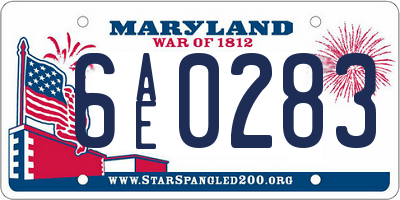 MD license plate 6AE0283