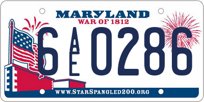 MD license plate 6AE0286