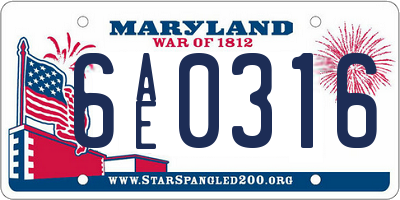 MD license plate 6AE0316