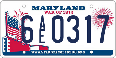 MD license plate 6AE0317