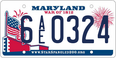 MD license plate 6AE0324