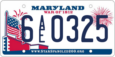 MD license plate 6AE0325