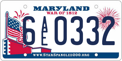 MD license plate 6AE0332