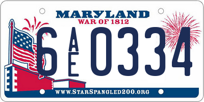MD license plate 6AE0334