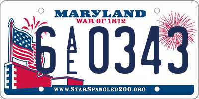 MD license plate 6AE0343