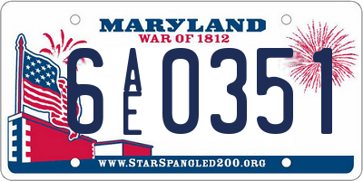 MD license plate 6AE0351