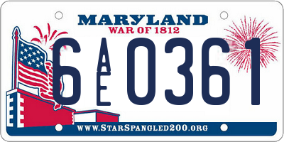 MD license plate 6AE0361