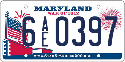 MD license plate 6AE0397