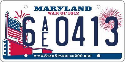 MD license plate 6AE0413