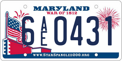 MD license plate 6AE0431