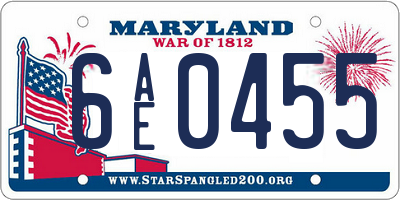 MD license plate 6AE0455