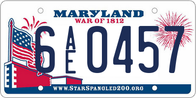 MD license plate 6AE0457