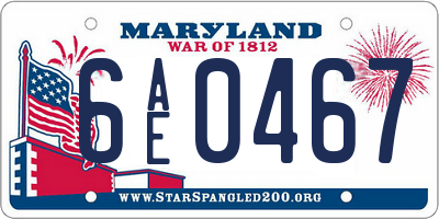 MD license plate 6AE0467