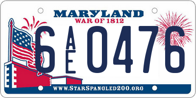 MD license plate 6AE0476