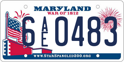 MD license plate 6AE0483
