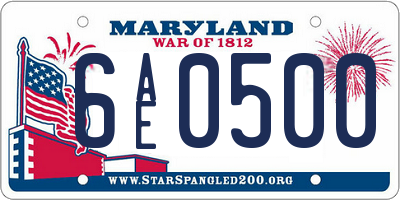 MD license plate 6AE0500