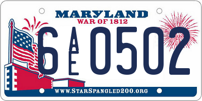 MD license plate 6AE0502