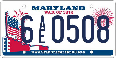 MD license plate 6AE0508